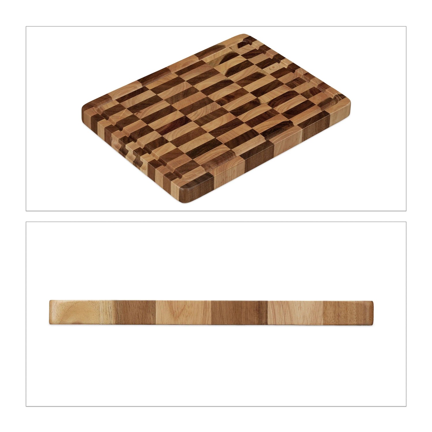 Relaxdays Schneidebrett Akazienholz Braun Saftrille 40 cm x 30 cm x 3 cm 2,4 kg