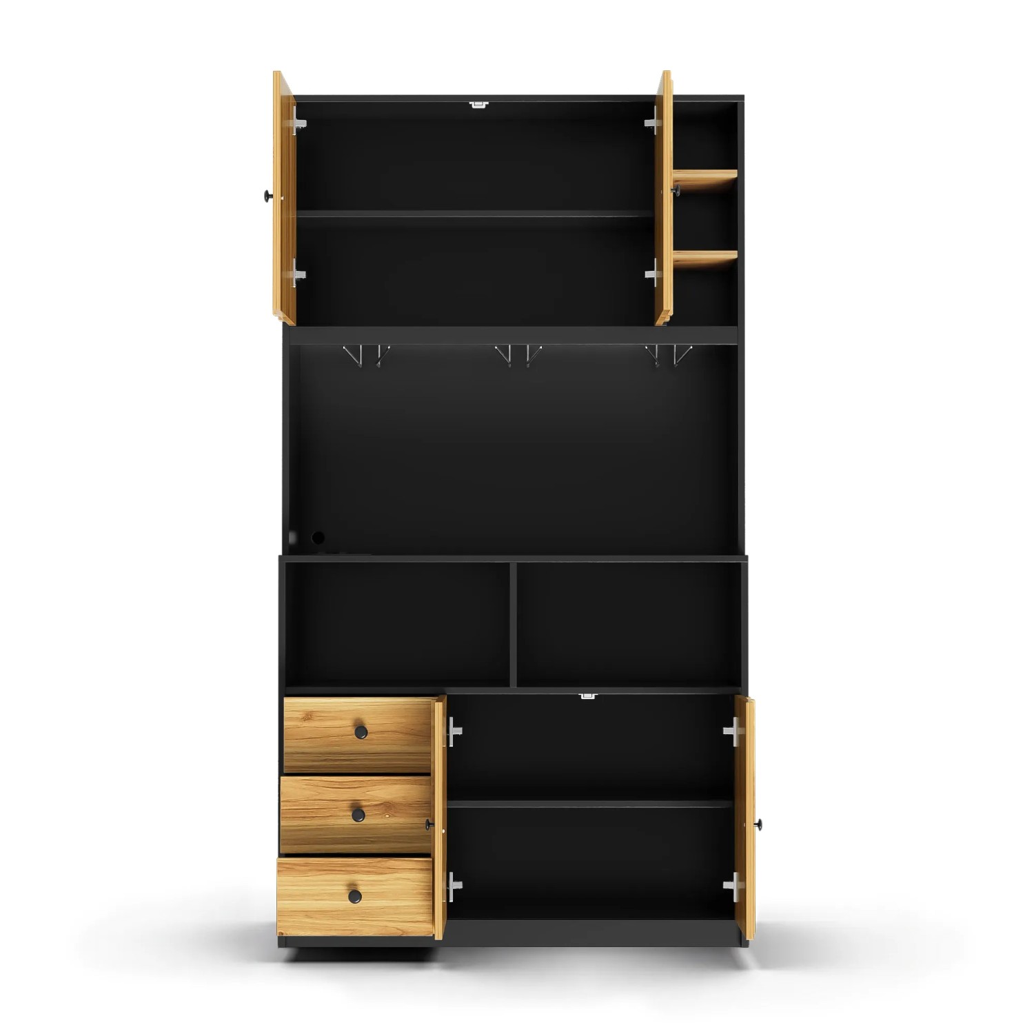 Merax Küchenschrank 180 cm LED Steckdose Weinregal Vitrine Küche Esszimmer