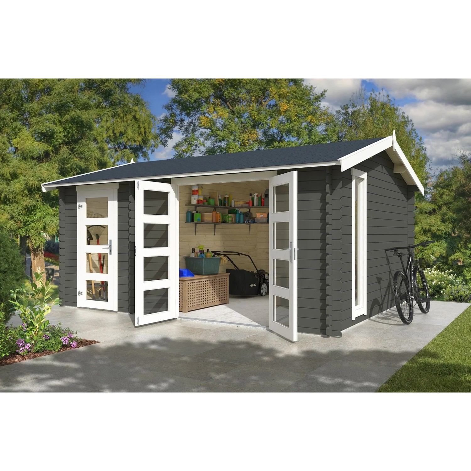 Lasita Gartenhaus Carroz 2 Grau-Grün 456 cm x 360 cm