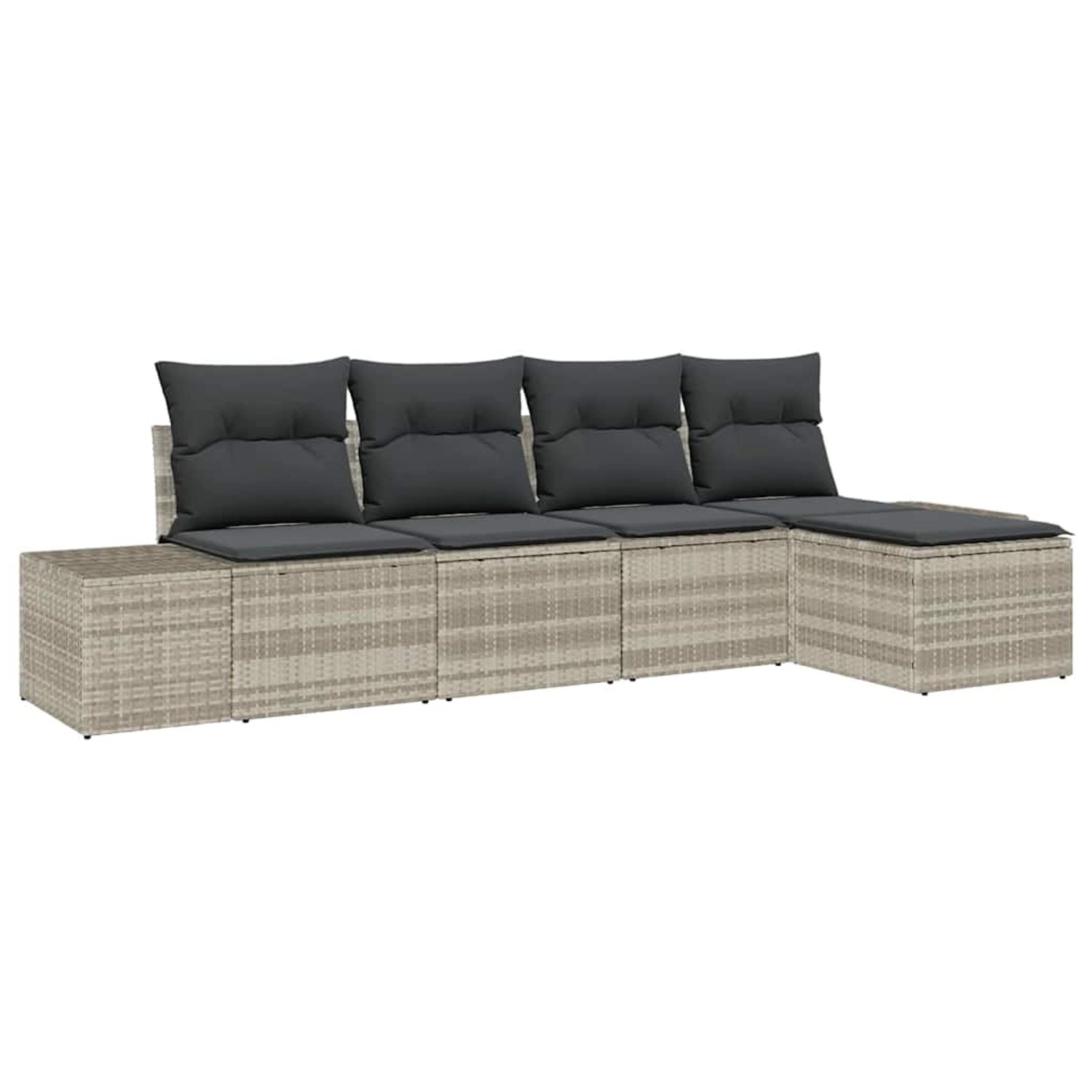 vidaXL 5-Teiliges Garten-Sofaset mit Kissen Hellgrau Poly Rattan 3347022 günstig online kaufen