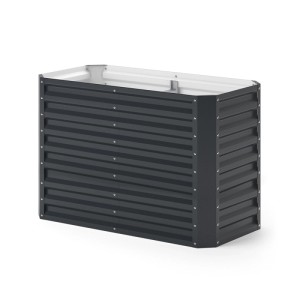 Anthrazitfarbenes OK-Living Hochbeet, 120x60 cm, aus Metall. Ideal für Garten und Terrasse.