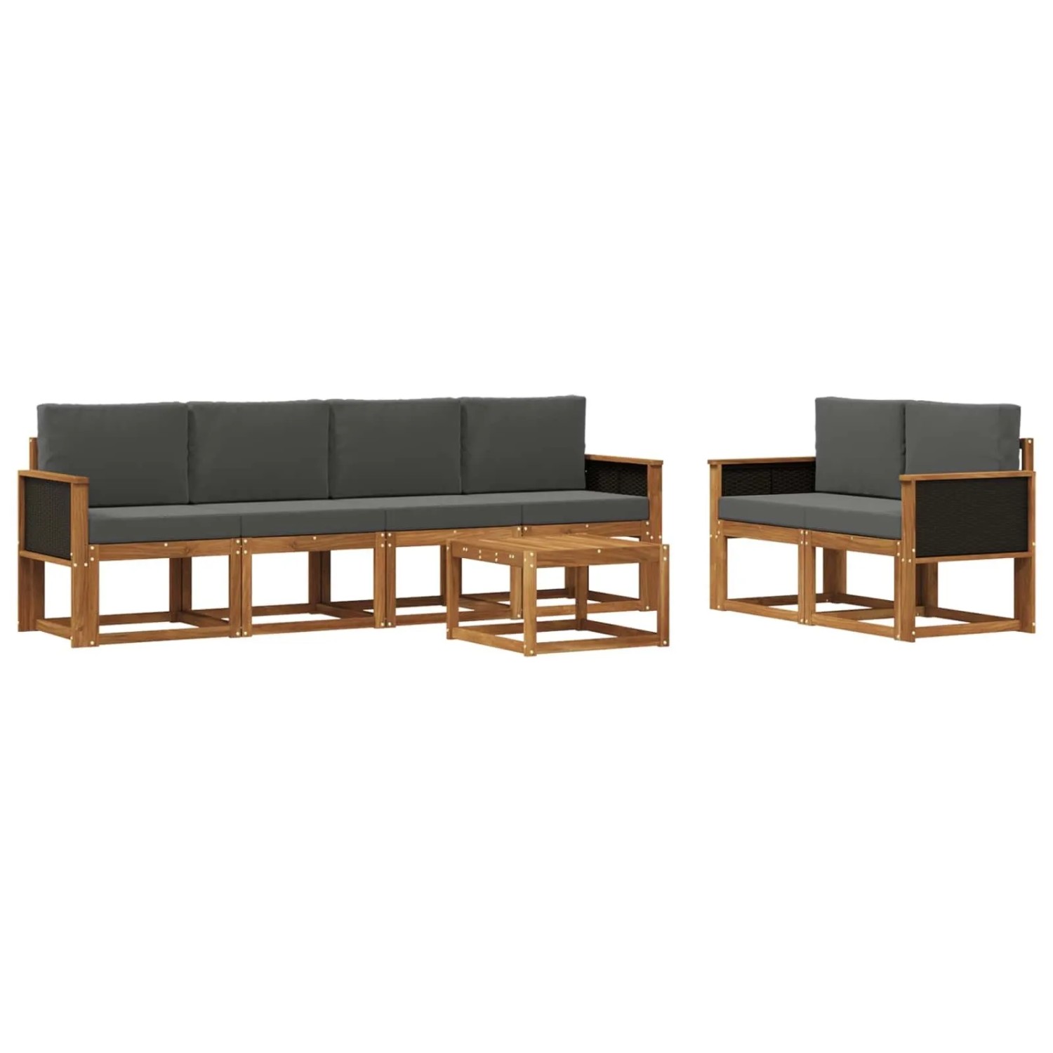 vidaXL Outdoor-Sofagarnitur mit Kissen 6 Stk Natur und Anthrazit 3385003