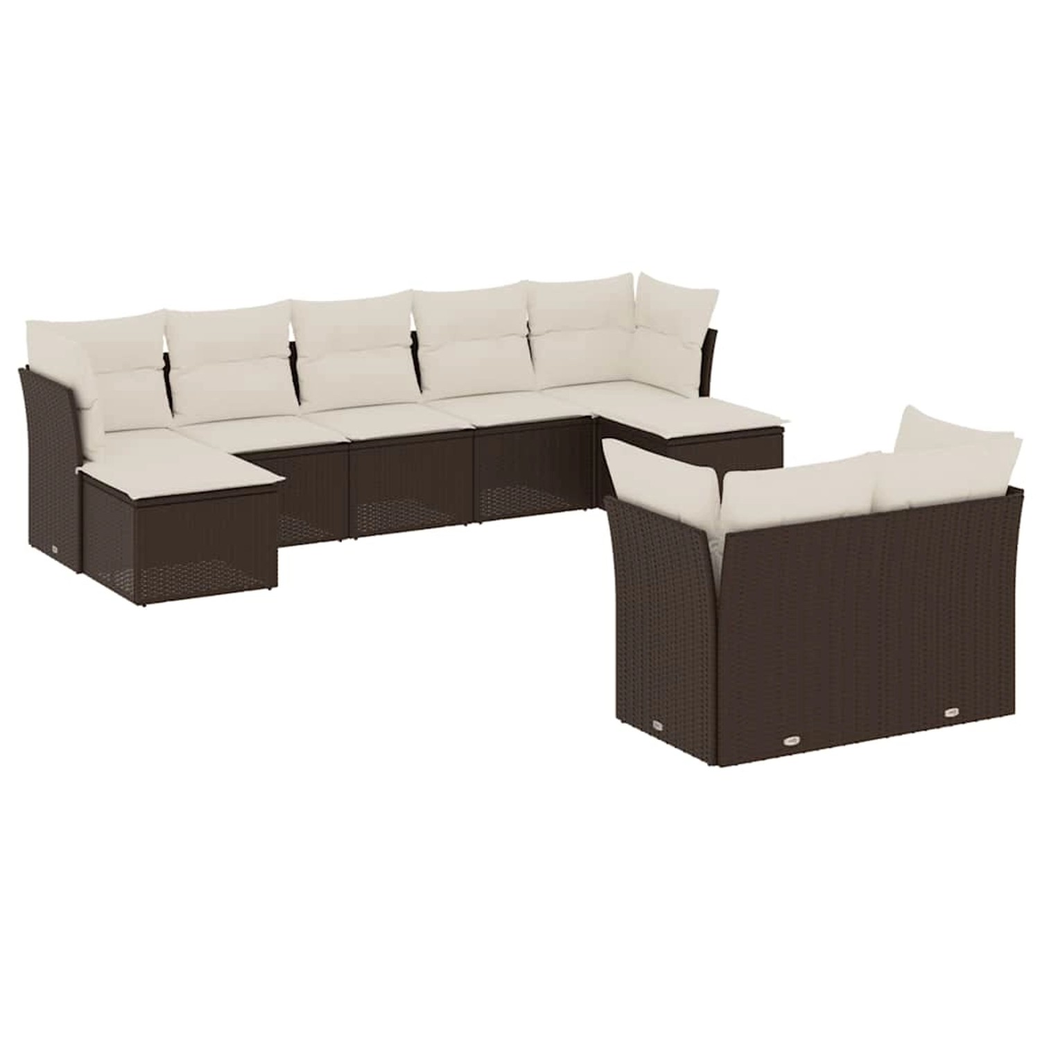 vidaXL 9-Tlg Garten-Sofagarnitur mit Kissen Braun Poly Rattan 3218313 günstig online kaufen