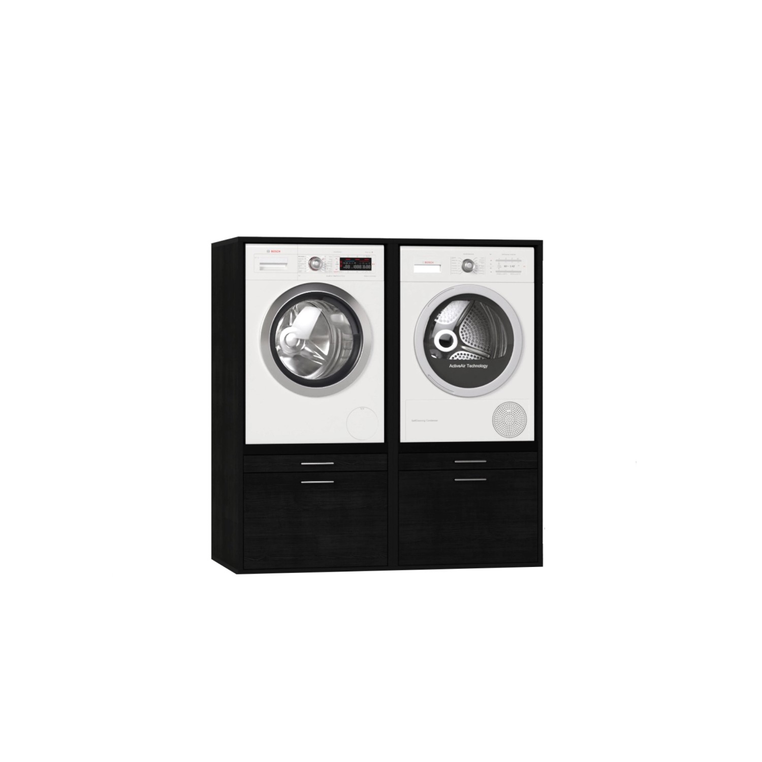 Waschturm Waschmaschinenschrank Twin collection 4.1 Schwarz Eiche-Optik günstig online kaufen