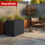Anthrazitfarbene Floordirekt Gartenbox in Holzoptik, wetterfeste Kissenbox für Garten, Terrasse oder Balkon.