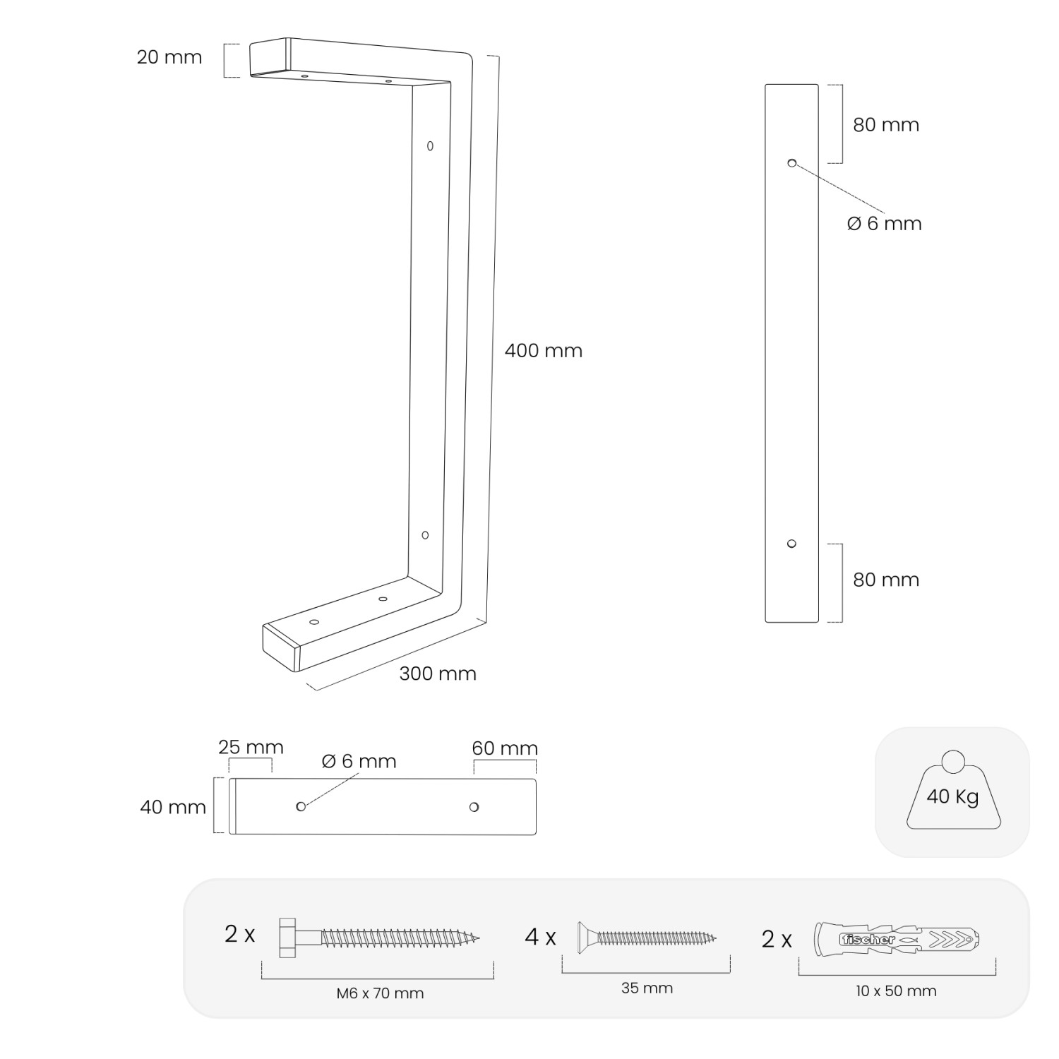 HEVVA Waschtischhalterung LAHN 30 cm Tief 2er Set Schwarz_6