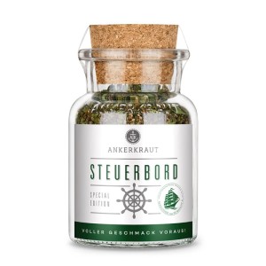 Ankerkraut Gewürzmischung Steuerbord im Korkenglas, geeignet für Gemüse und helles Fleisch.