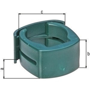 Grüner Alberts Fix-Clip Pro 34 mm für Zaunpfosten zur schnellen Montage von Schweißgittern.