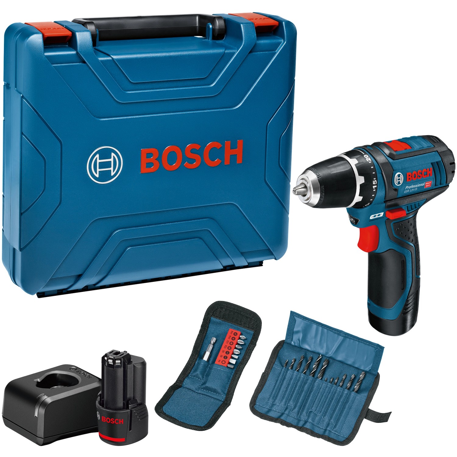 Bosch Professional Akku-Bohrschrauber GSR 12V-15 mit 2 Akkus & Zubehör im K günstig online kaufen