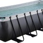 Exit Black Leather Pool, 540x250x122 cm, mit Sandfilterpumpe. Rechteckiger Stahlrahmenpool in Schwarz.
