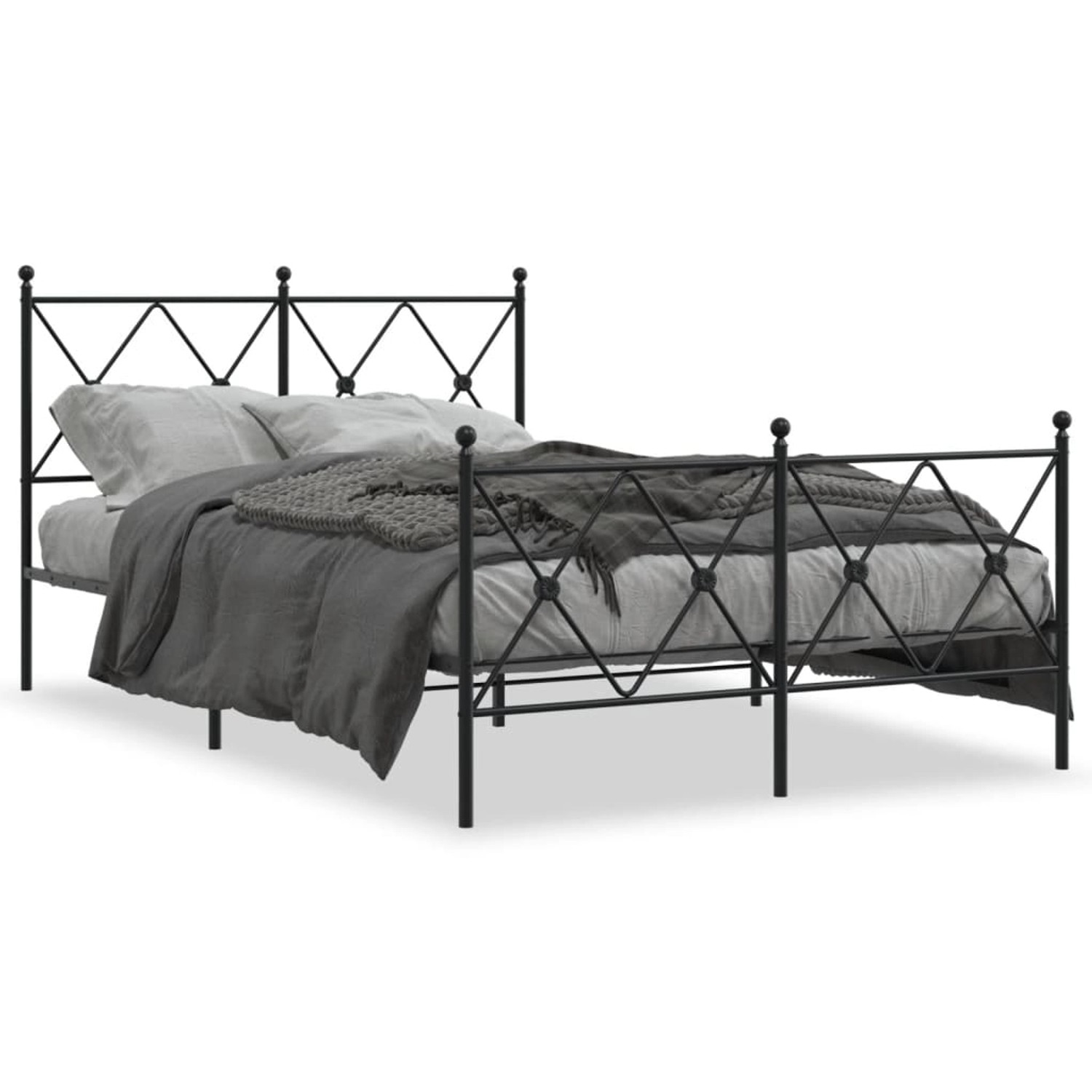 vidaXL Bettgestell mit Kopf- und Fußteil Metall Schwarz 120x190 cm 376517 günstig online kaufen