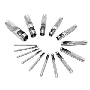 Wiltec Locheisen Satz 15 Tlg. Lochpfeifen Carbonstahl 2-22 Mm Lochstanzer Locheisensatz