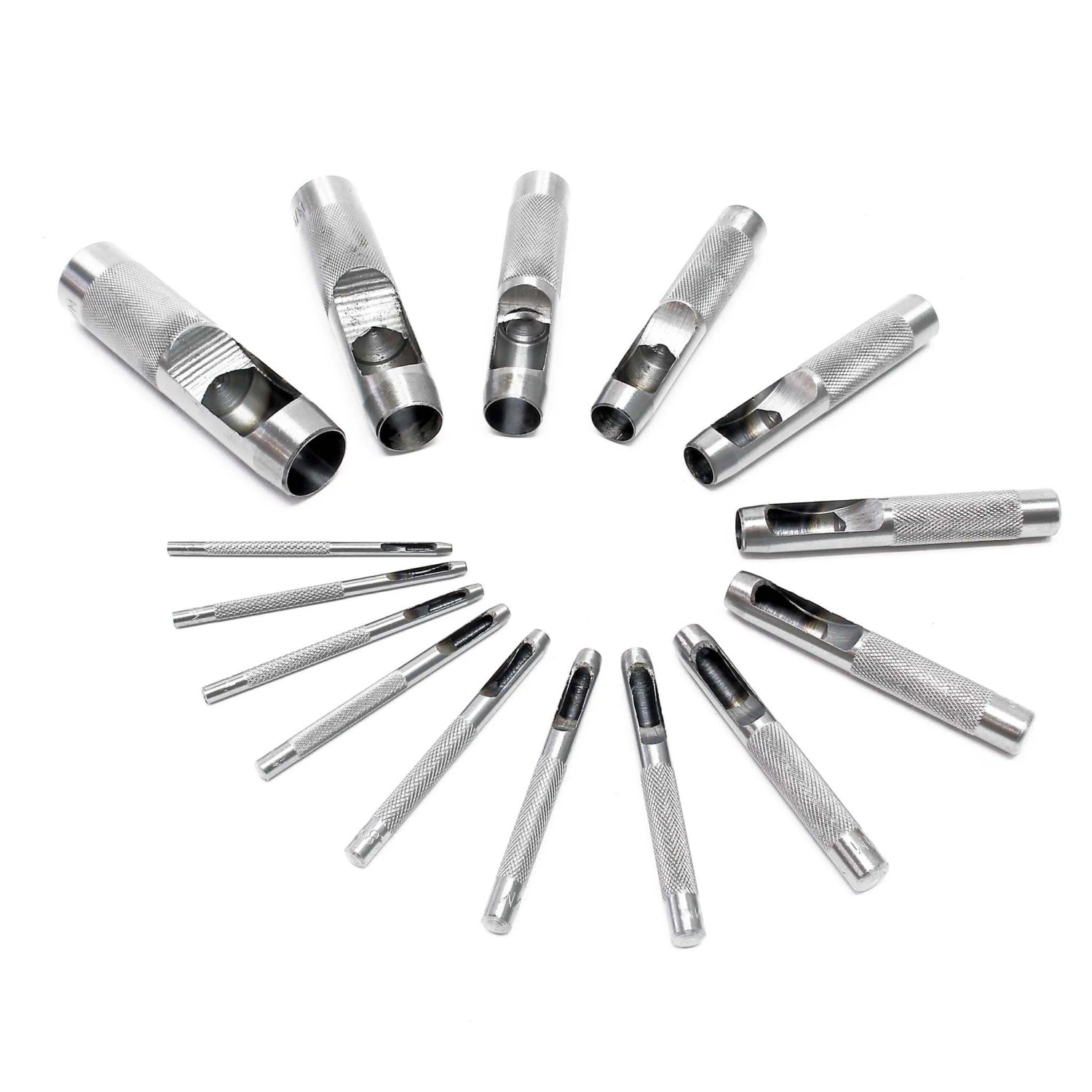 Wiltec Locheisen Satz 15 Tlg. Lochpfeifen Carbonstahl 2-22 Mm Lochstanzer Locheisensatz