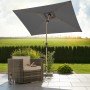 Schneider Marktschirm, 230x150 cm, anthrazit, mit Knickfunktion, auf Terrasse mit Sessel.
