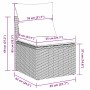Skizze eines beigen Gartensofas aus Polyrattan mit Maßen, Teil des vidaXL 10-tlg. Sets.