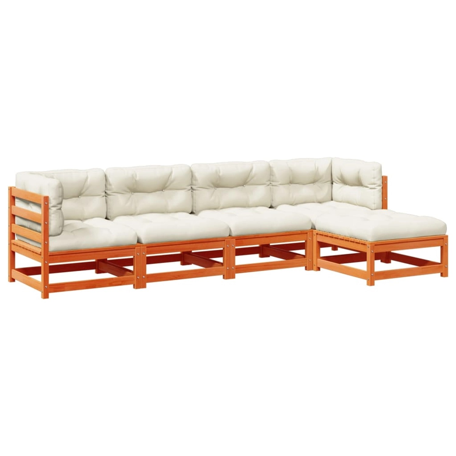 vidaXL 5-Tlg Garten-Sofagarnitur mit Kissen Wachsbraun Kiefernholz 3299390 günstig online kaufen