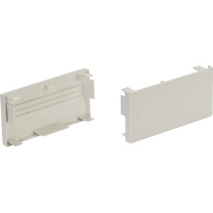 Weißes Endstück für Brüstungskanal, 130x65 mm, zur sauberen Abdeckung.