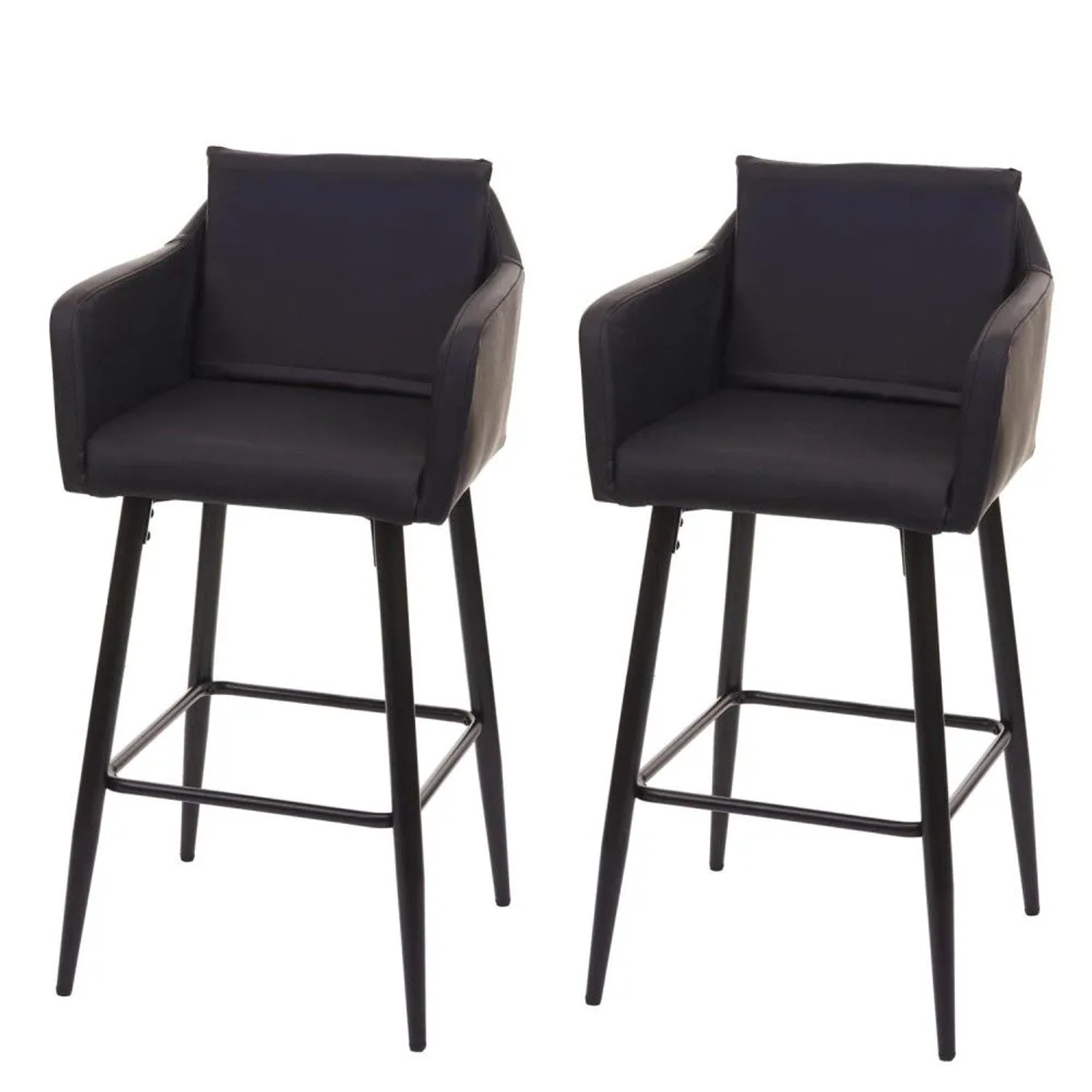 MCW Barhocker H93 2er-Set Kunstleder Schwarz