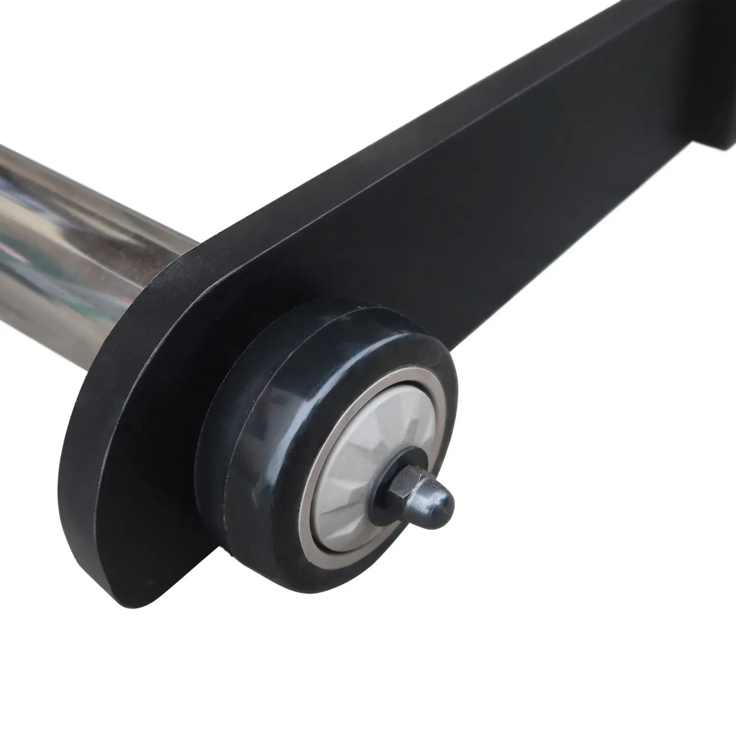 Detailaufnahme: Schwarzer, faltbarer Cougar Airhockey Tisch Icing XL mit Rollen.