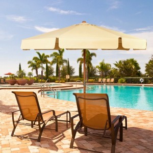 COSTWAY Sonnenschirm 300 cm Gartenschirm  Beidseitig um 30° Knickbar Beige