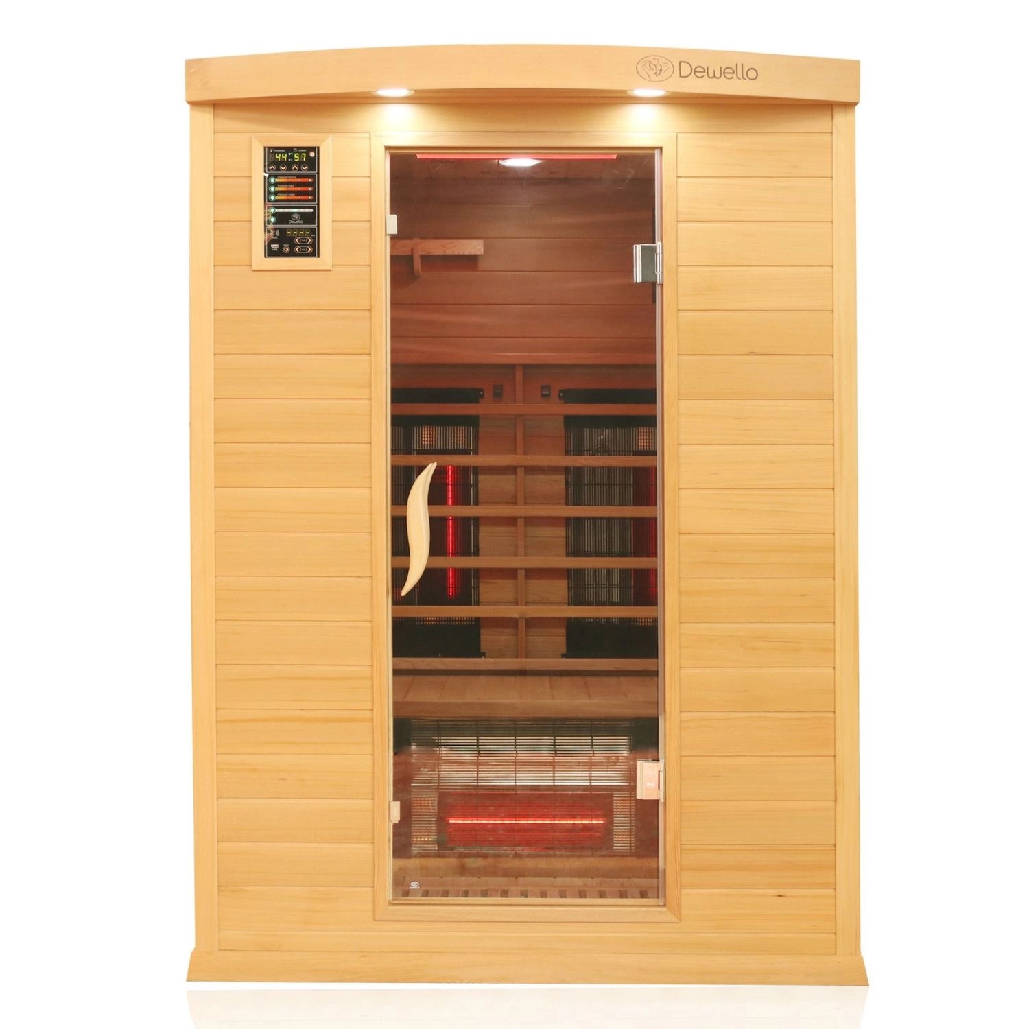 Dewello Infrarotkabine Sauna Pierson Pro 135cm x 105cm 2 Personen Vollspektrum & Karbonstrahler Hemlock Zeder