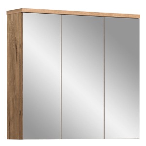Spiegelschrank Eiche mit 3 Spiegeltüren, 80x75x20 cm, für Badezimmer.