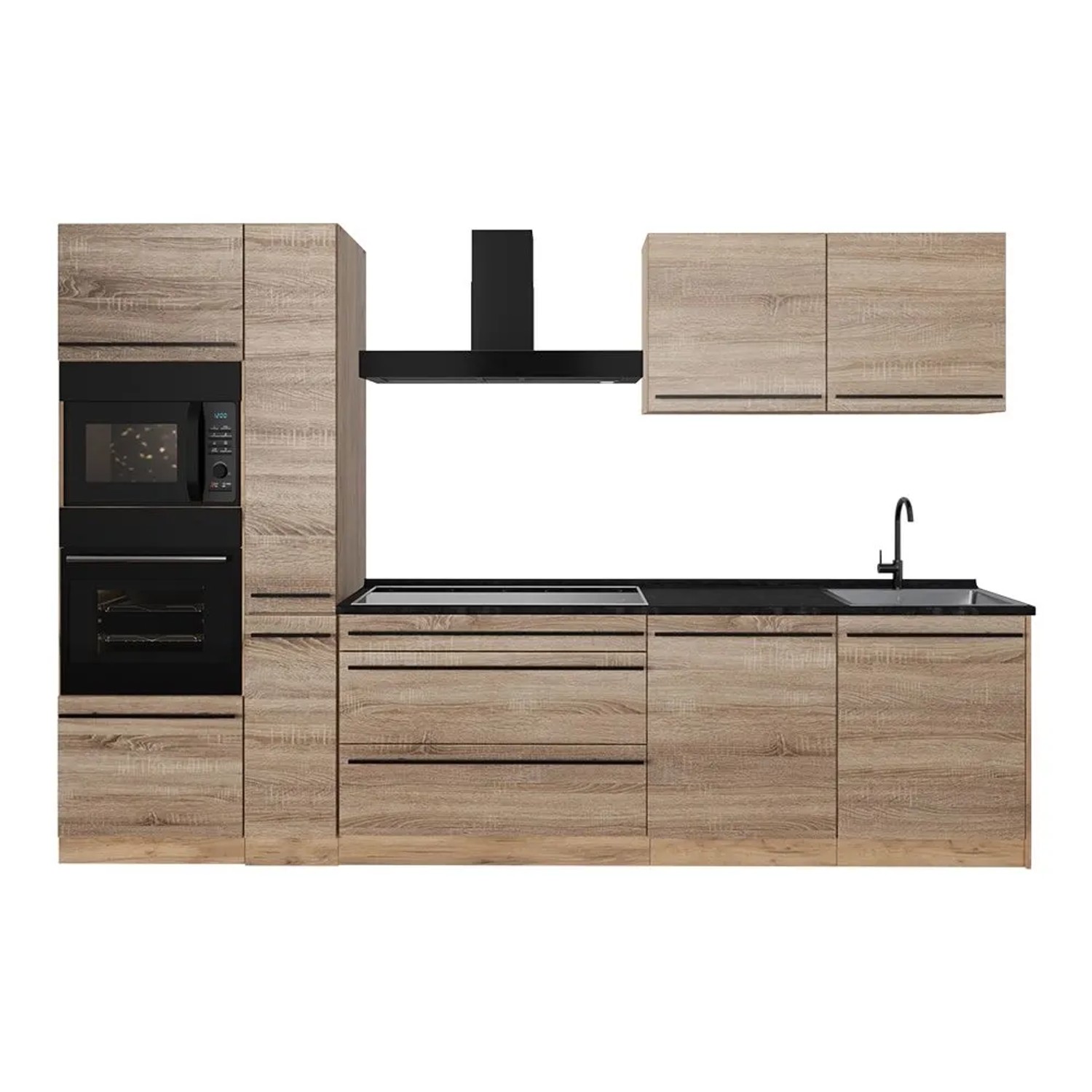Vicco Küchenzeile R-Line Sonoma/Goldkraft Eiche 310 x 207 Arbeitsplatte Anthrazit Art Nr 67217