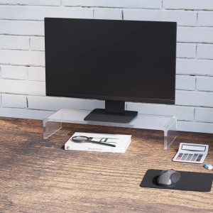 Transparenter HOMCOM Monitorständer aus Acryl mit Platz für Tastatur unter dem Monitor.