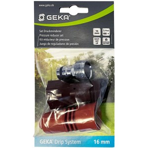 Geka Drip Druckminderer-Set, 16 mm, für Micro-Drip-Systeme zur Reduzierung des Wasserdrucks.