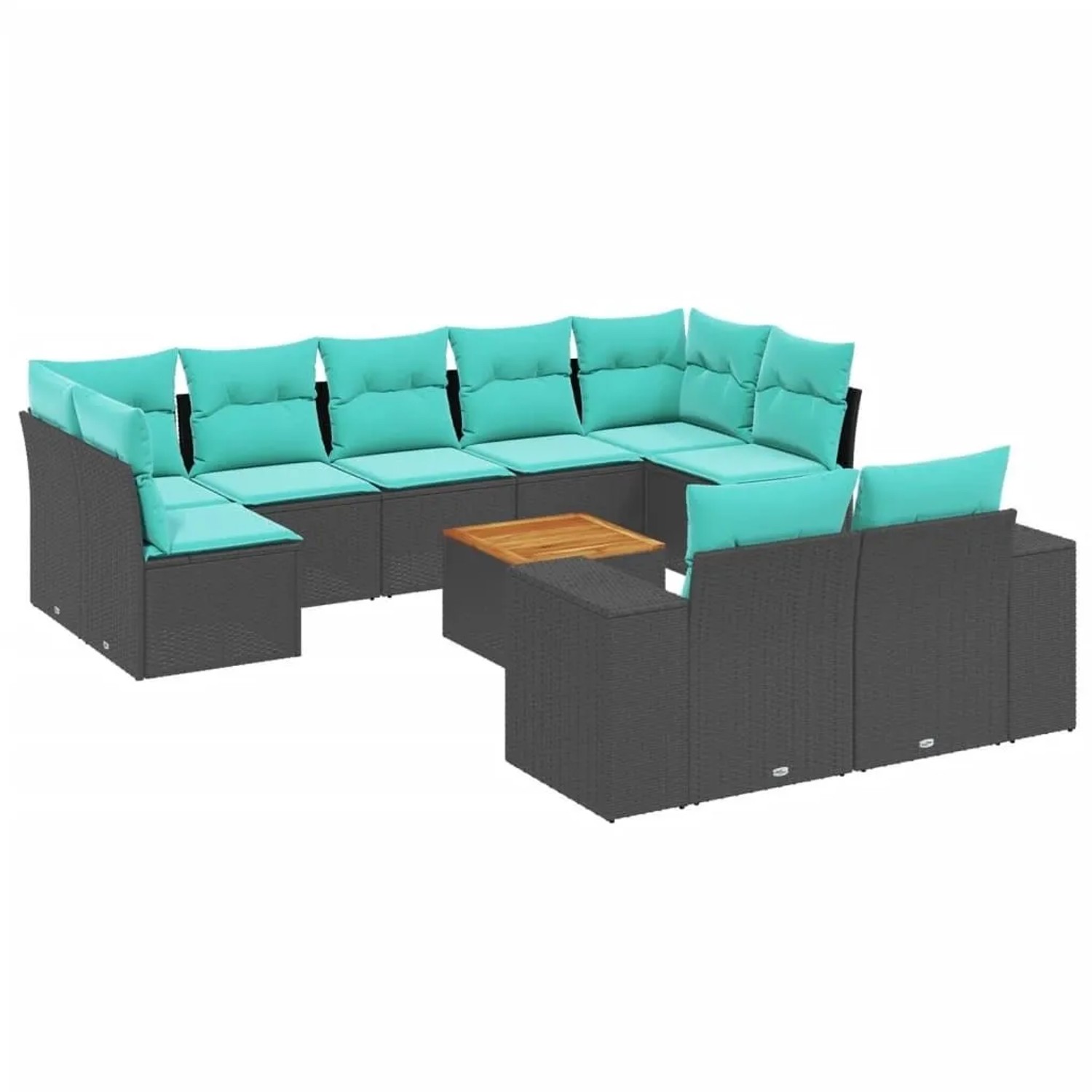 vidaXL 10-Tlg Gartensofa-Set mit Kissen Schwarz Polyrattan 3225595 günstig online kaufen