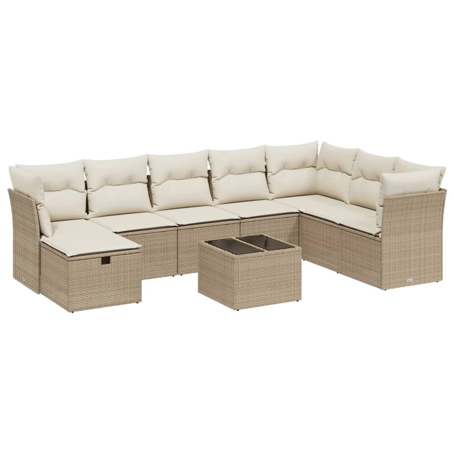 vidaXL 9-Tlg Garten-Sofagarnitur mit Kissen Beige Poly Rattan 3263284 günstig online kaufen