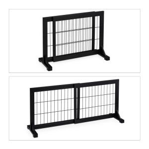 Relaxdays Ausziehbares Absperrgitter Kiefernholz Schwarz 70-108 cm x 56 cm
