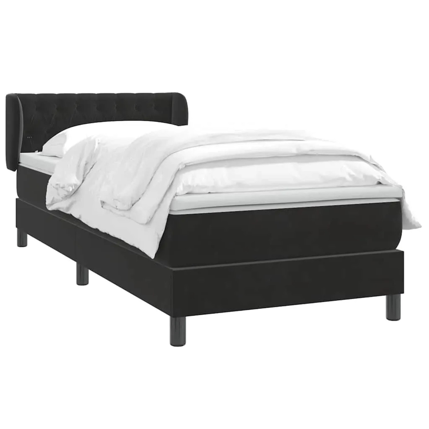 vidaXL Boxspringbett mit Matratze Schwarz 80x220 cm Samt 3317801 günstig online kaufen