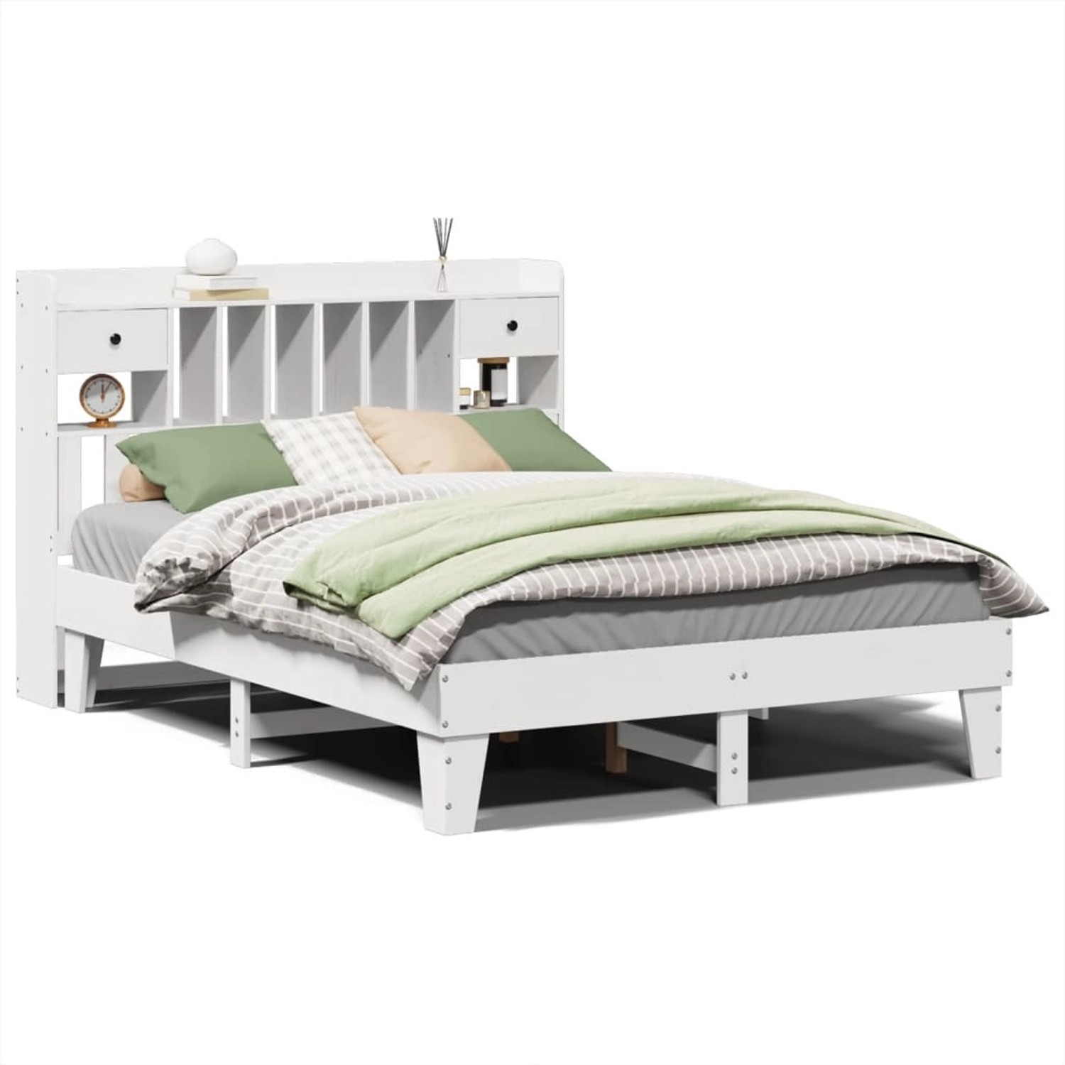 vidaXL Massivholzbett ohne Matratze Weiß 140x190 cm Kiefernholz 3308856 günstig online kaufen