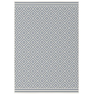 Primaflor Outdoorteppich Eldorado Quadra, 160x230cm, blau-weißes Rautenmuster.