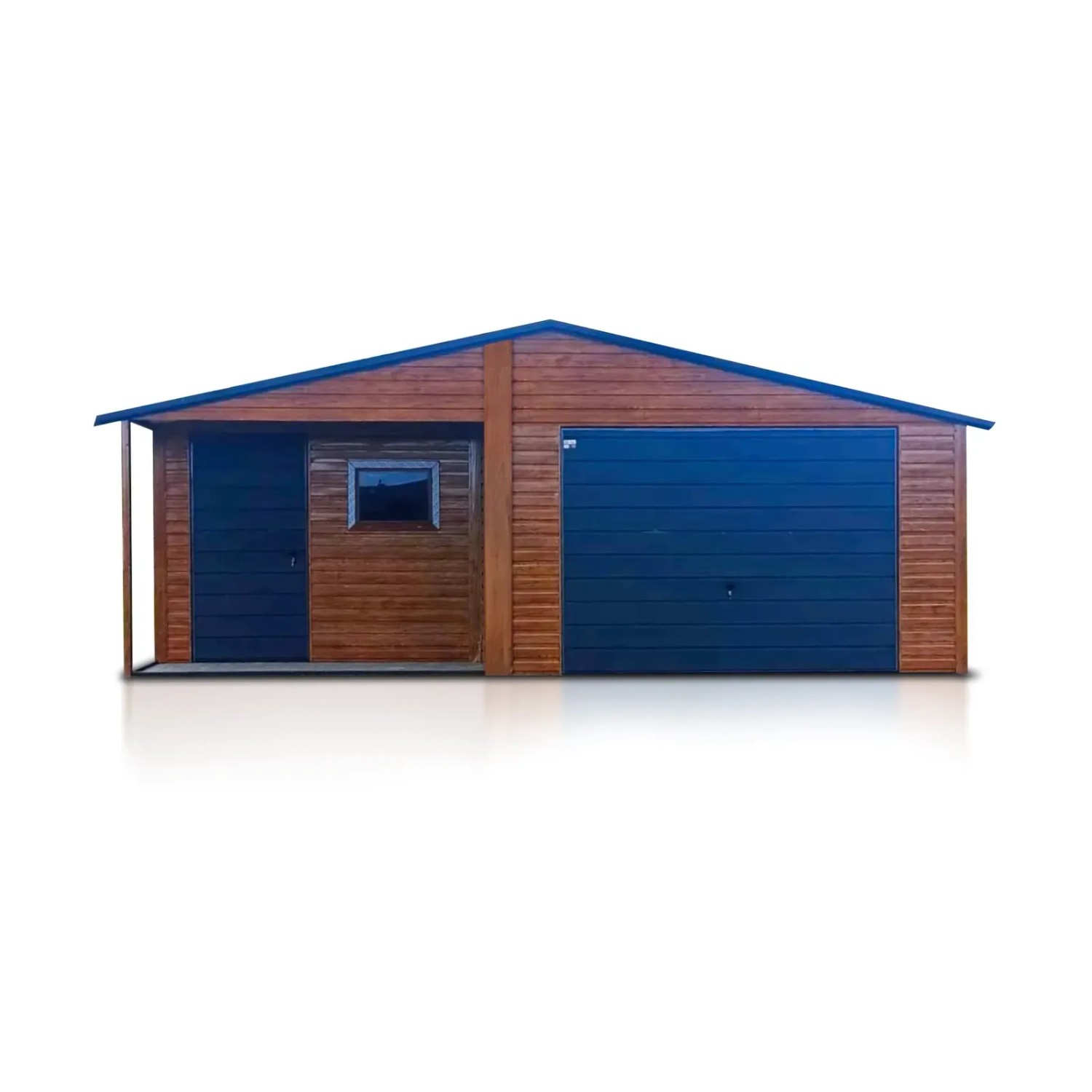 Liderstal Doppelgarage Standard aus Blech 700 x 800 cm Satteldach Schwingtor Holzoptik