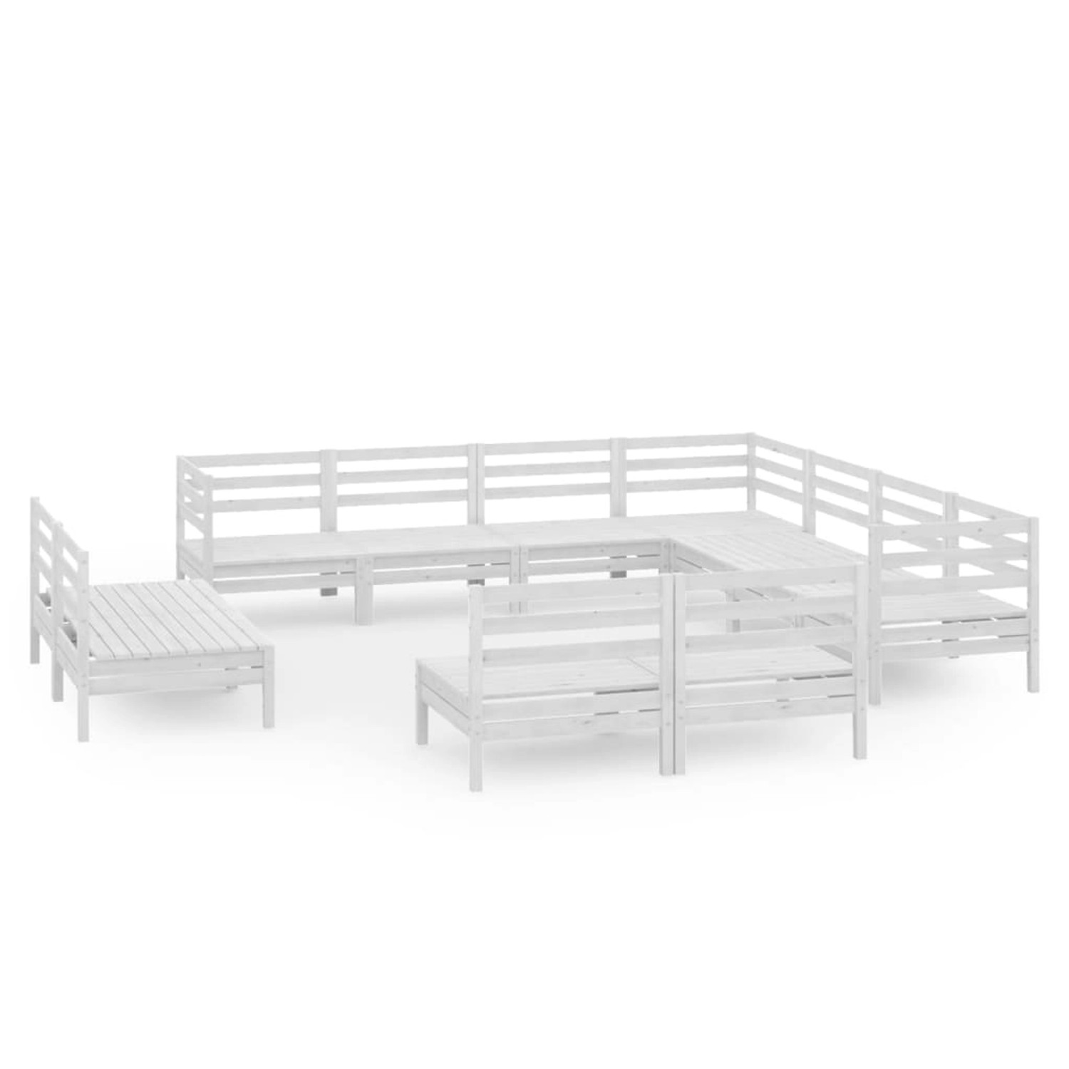 vidaXL 11-Tlg Garten-Lounge-Set Massivholz Kiefer Weiß 3083155