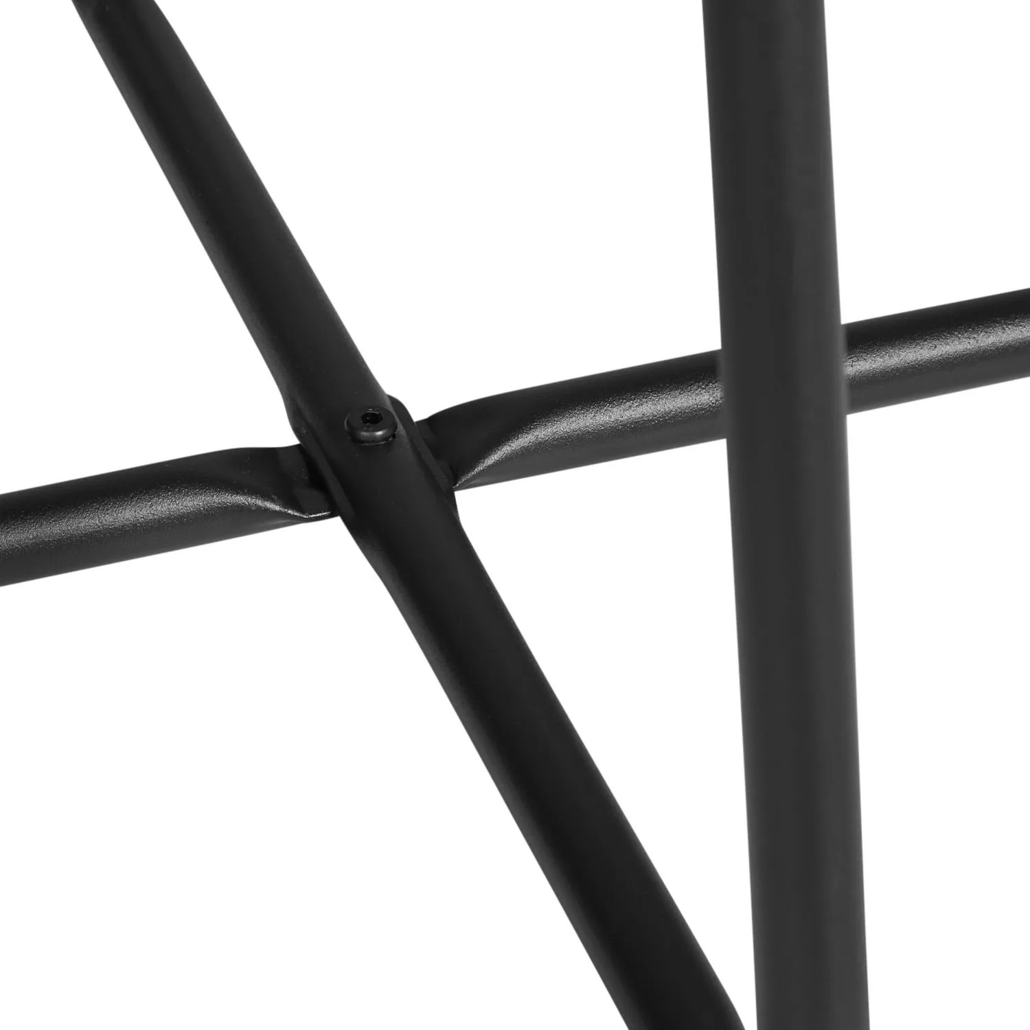 Nahaufnahme des schwarzen Metallgestells des Homestyle4u Gartentischs, stabile Stahlrohr-Konstruktion.