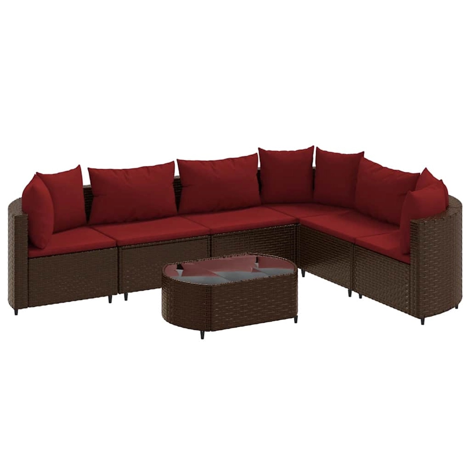 vidaXL 7-Tlg Garten-Sofagarnitur mit Kissen Braun Poly Rattan 3308381 günstig online kaufen