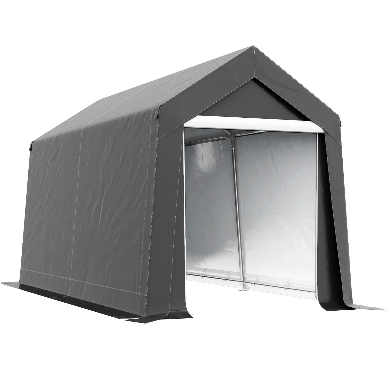 Outsunny Garagenzelt Stahl PE Dunkelgrau 210L x 360B x 235H cm günstig online kaufen