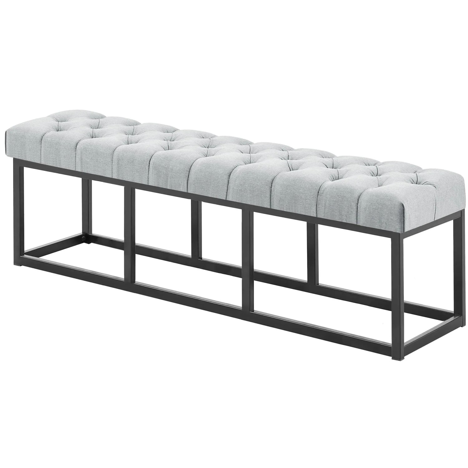 DELUKE Sitzbank MEXICO Stoff Grau 150x38x46cm Sitzbank Flur Sitzhocker Esszimmerbank Polsterbank Schlafzimmer