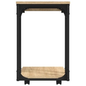 vidaXL Beistelltisch Sonoma Eiche mit Rollen, Holzwerkstoff und Stahl, 50x35x55,5 cm.