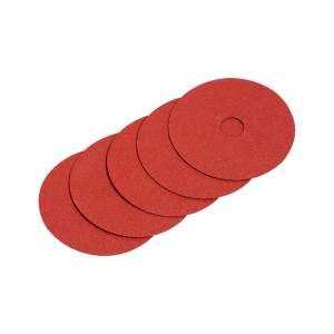 5 rote LUX Fiberscheiben, 115 mm Durchmesser, Körnung K100, Zubehör für Winkelschleifer.