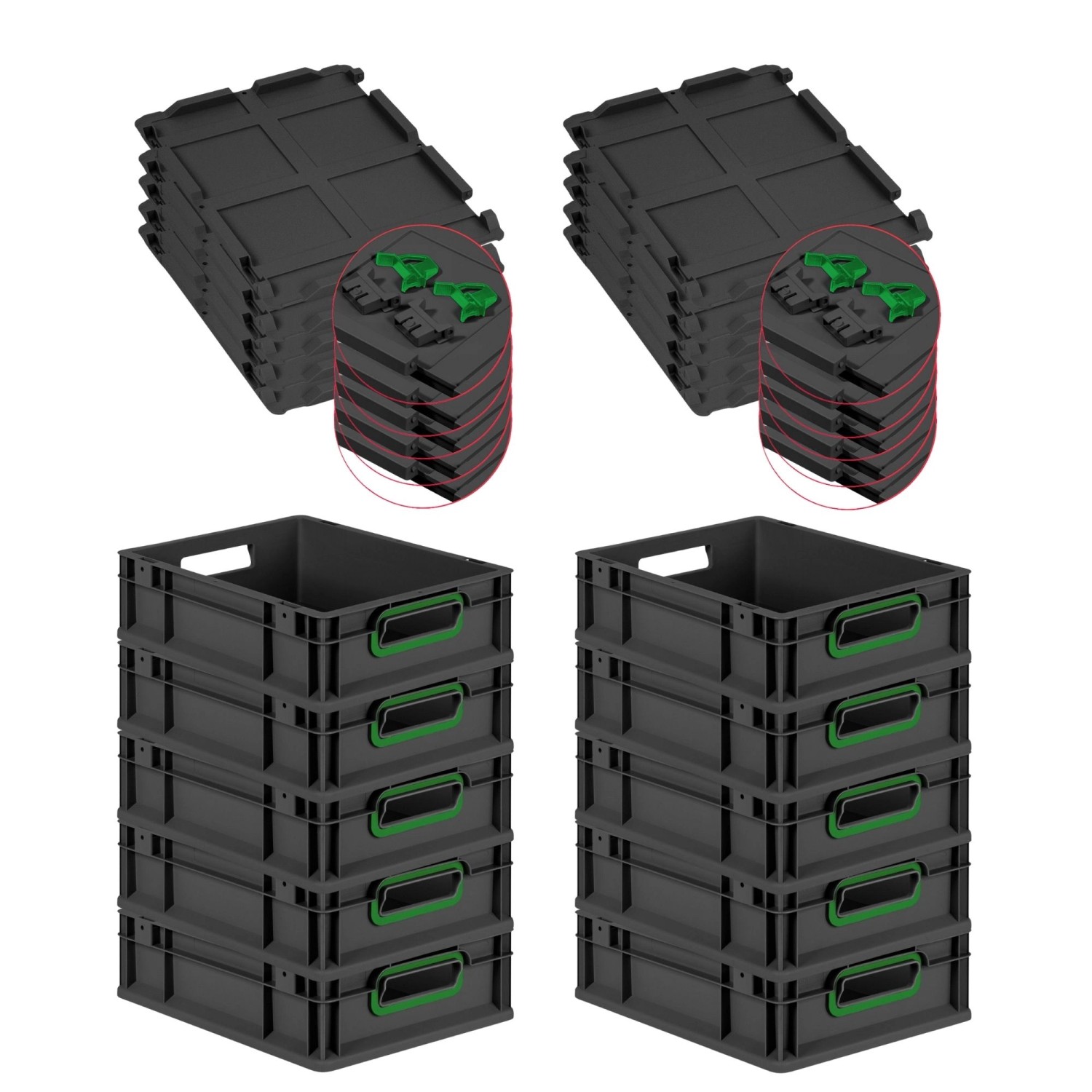 PROREGAL SuperSparSet 10x Eurobox Nextgen Color Mit Scharnierdeckel HxBxT 1 günstig online kaufen