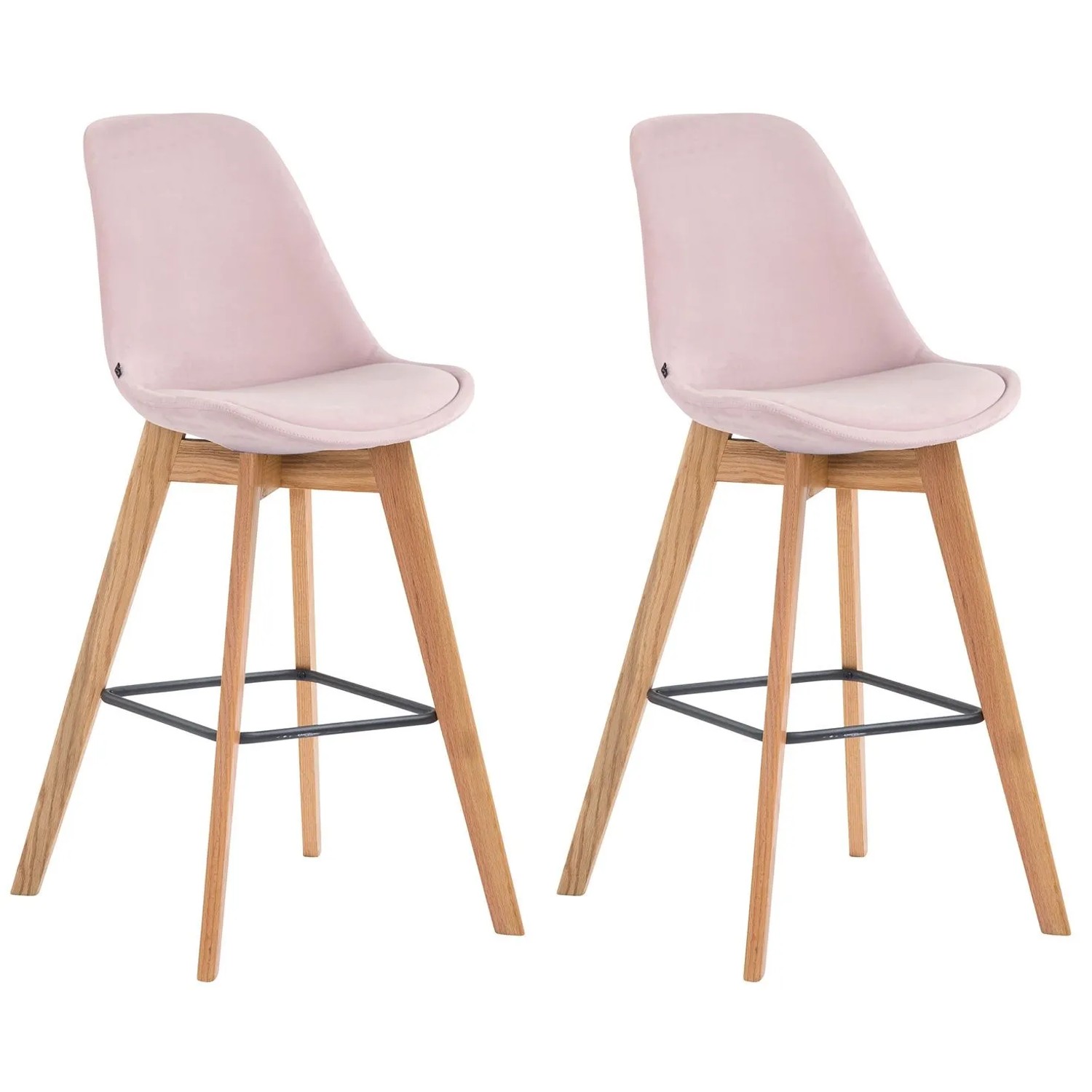 CLP 2er Set Barhocker Metz Samt Pink/Natura
