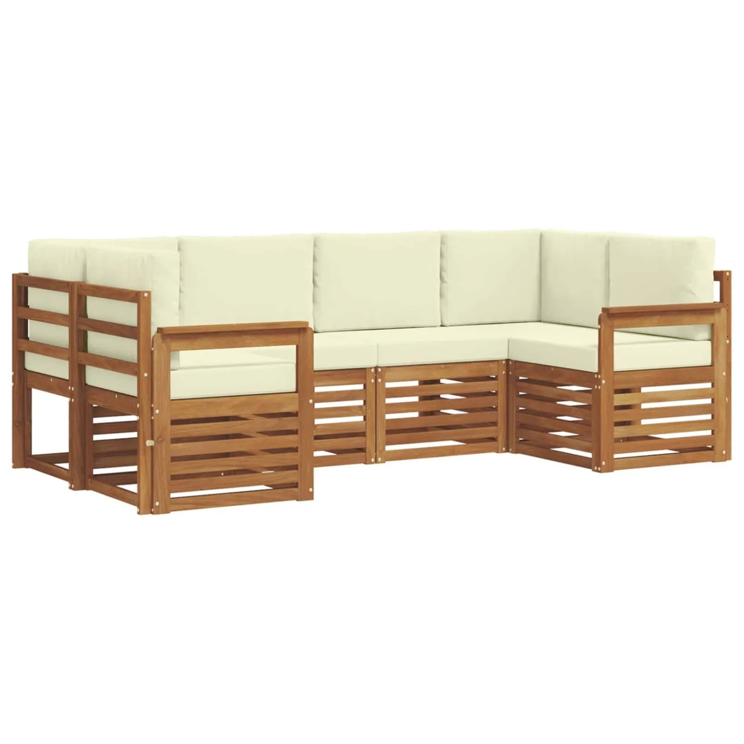 vidaXL Sofagarnituren 6 Tlg Natur und Creme Massivholz Akazie 3375355