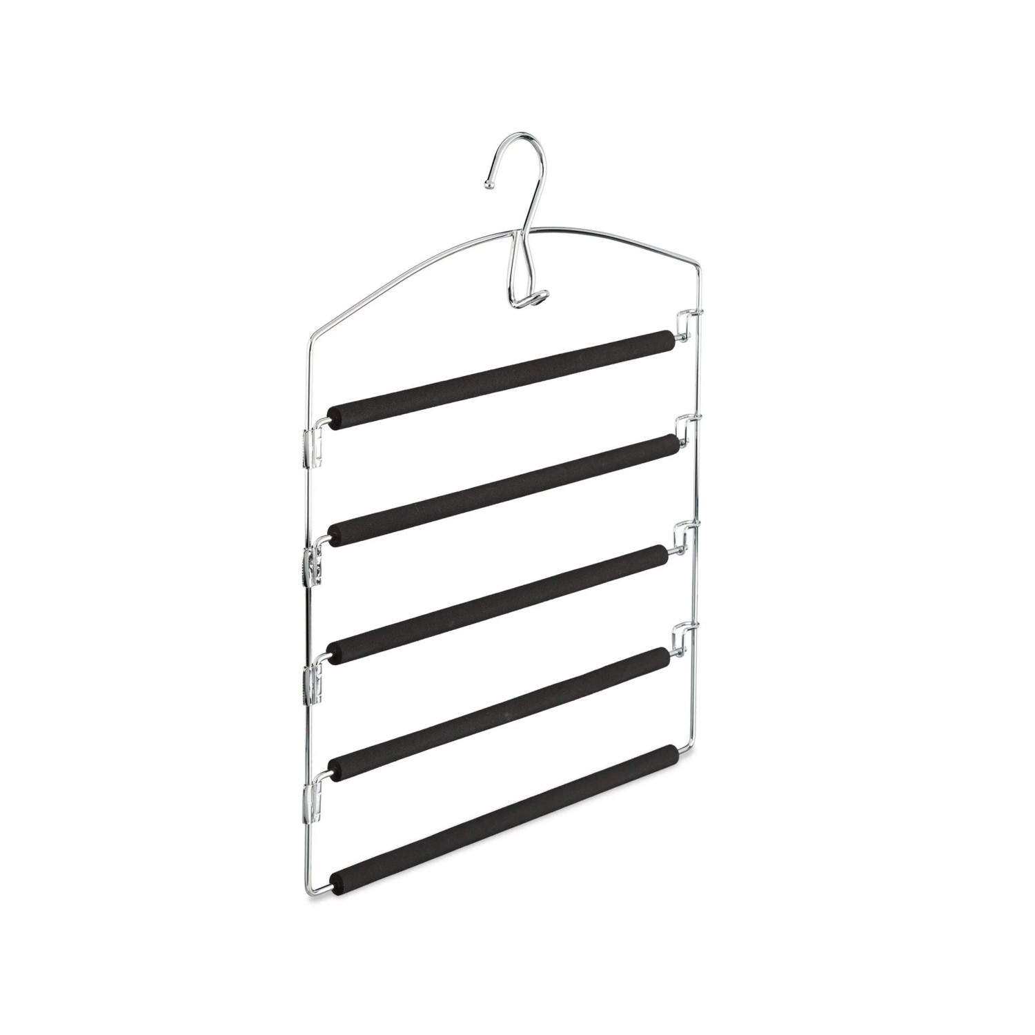 Relaxdays Hosenbügel Eisen Schwarz Herausklappbar 44,5 cm x 37 cm x 2,5 cm