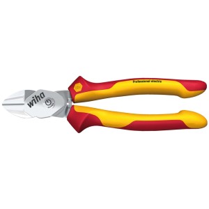 Wiha BiCut Professional Electric Seitenschneider 200 mm. Rot-gelbe isolierte Griffe, Power-Funktion für harte Materialien.