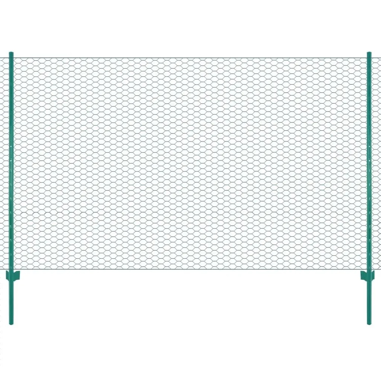 vidaXL Maschendrahtzaun mit Pfosten Stahl 25 x 2 m Grün 144607