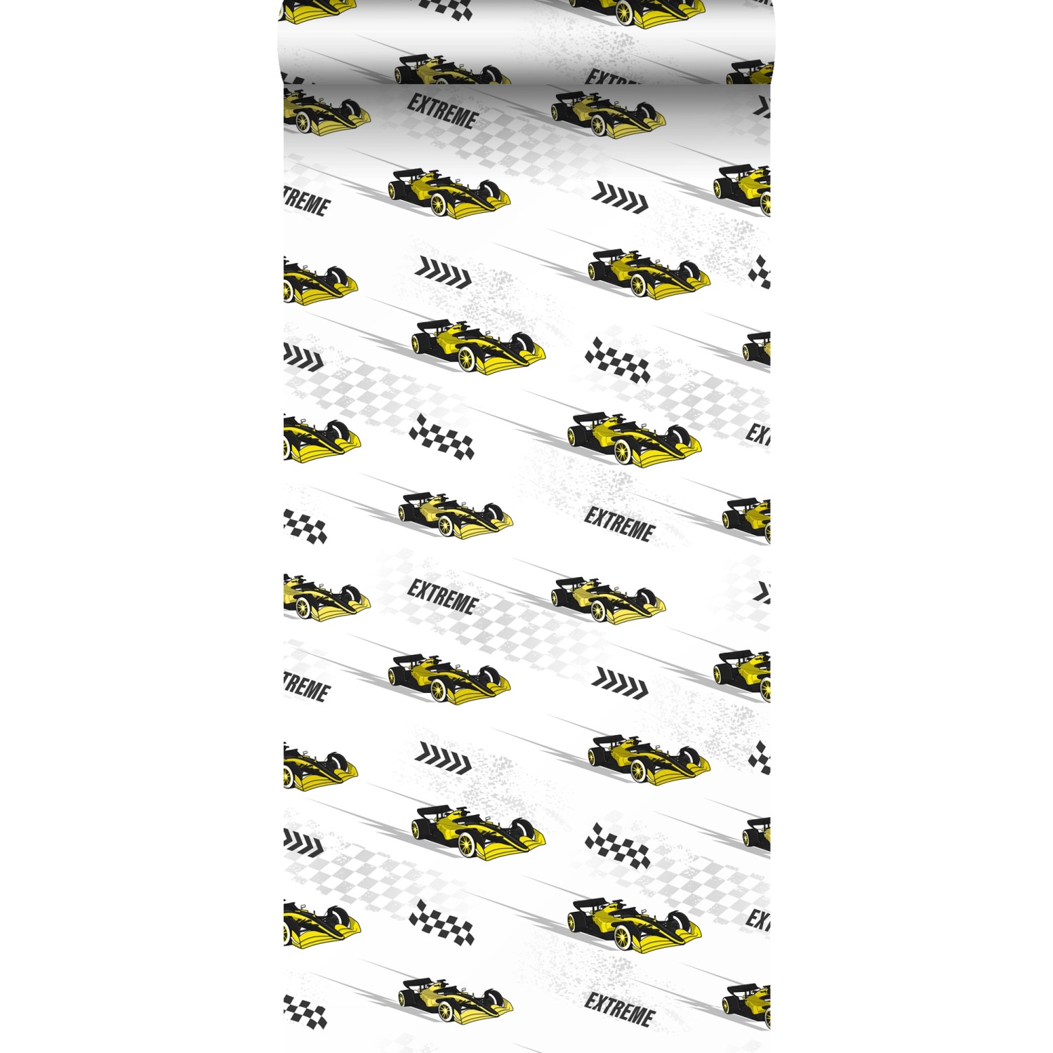 Sanders & Sanders Tapete Rennwagen Gelb 50 x 900 cm günstig online kaufen